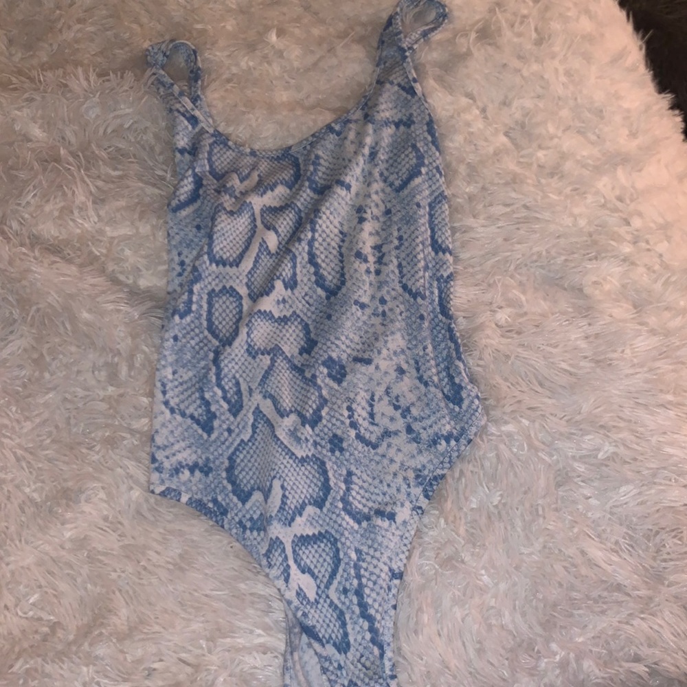 Blue snakeskin one piece top!